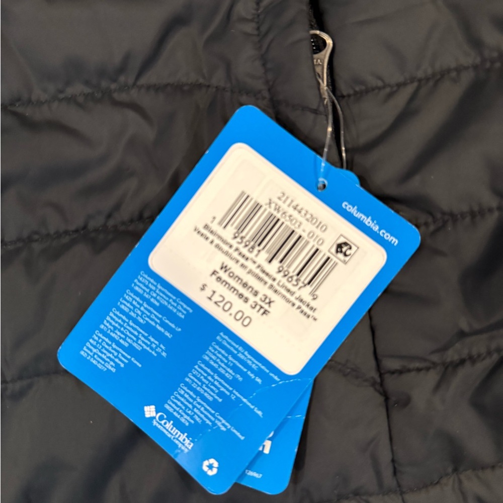 NWT Columbia black puffer Jacket! SIZE 3X. Retail $120 - Picture 7 of 8
